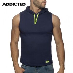 Addicted Sleeveless Hoodie Small Gently worn 100% cotton Gel logo 18" armpits